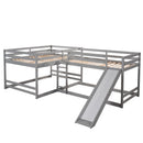 L-Shaped Bunk Bed With Slide And Short Ladder by HouseOfZazla