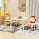Kids Table And 2 Chairs Set, 3 Pieces Toddler Table And Chair Set, Wooden Activity Play Table Set (Lion&Monkey) - Natural by Unique Piece Furniture