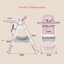 Adjustable Baby High Chair 0-6 Years – Portable Infant Feeding Seat (Pink) by HouseOfZazla