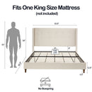 Peyton - Upholstered Bed With 54" High Headboard, Traditional Hand Buttoned Tufting by Unique Piece Furniture