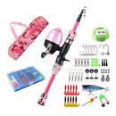 Kids Fishing Pole Set Fishing Starter Kit Telescopic Fishing Rod and Reel Combo Kit with Tackle Box 56Pcs Fishing Lures for Boys Girls