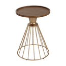 Hollow Edge Retro Art Pine Side Table with Antique Gold and Natural Color