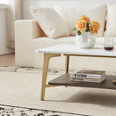 Coffee Table Rectangular Center Table For Living Room Open Space Side Table With Metal Frame - Golden / White by HouseOfZazla