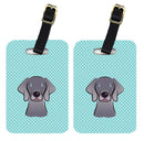 Checkerboard Blue Weimaraner Luggage Tag