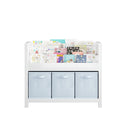 Bookshelf With 3 Tier Front Facing Storage And 3 Bins, Toddler Bookcase For Playroom - White by HouseOfZazla