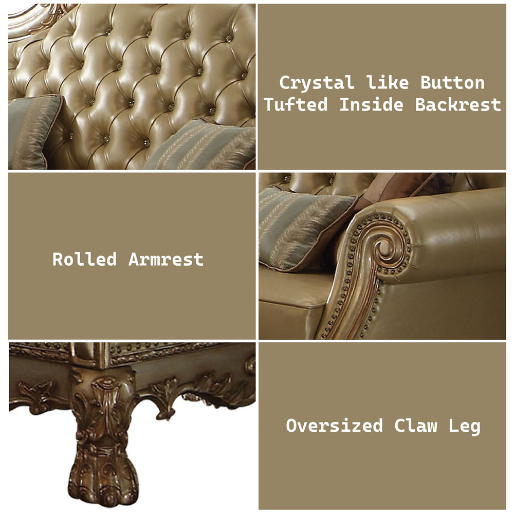 Dresden - Sofa - Bone PU & Gold Patina, photo 11 of 13