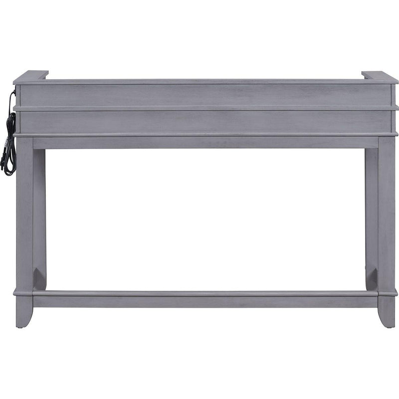 TREXM 4-Piece Dining Table Set for 3, Retro Kitchen Table and Chairs Set with 3 Storage Drawers, Ideal for Small Spaces (Gray)