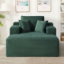 Convertible Chaise Lounge Chair With Wide Armrest & Throw Pillows