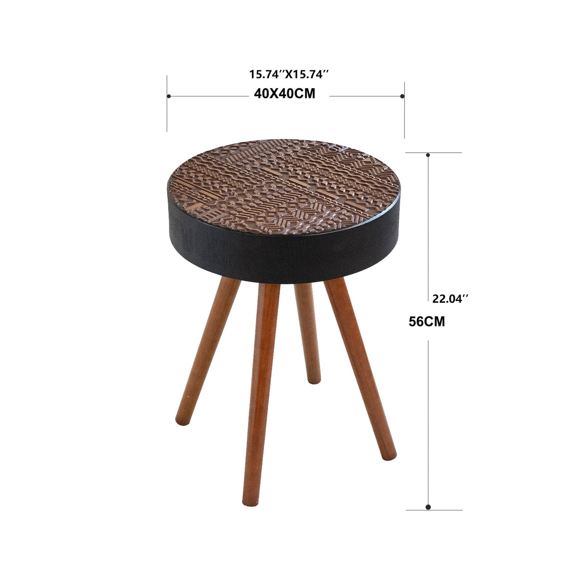 Round Coffee Table With Carved Top For Living Room, photo 7 of 8