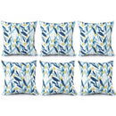 6 Pack Outdoor/Indoor Throw Pillows with Inserts - Coastal Leaves