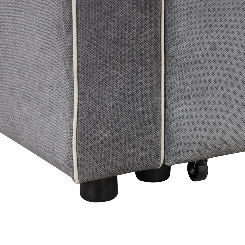 83" L-Shaped Pull Out Sofa Bed Modern Convertible Sleeper Sofa with 2 USB ports, 2 Power Sockets and 3 Pillows for Living Room, Bedroom, Office, Gray