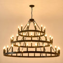 3 Tiers Wagon Wheel Chandelier - 54-Light Matte Black Metal by HouseOfZazla