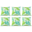 6 Pack Outdoor Pillow Covers - Aqua Tropical Palm