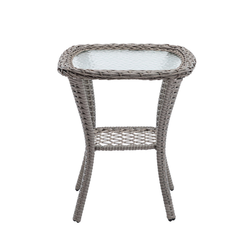 3 Pieces Outdoor Swivel Rocker Patio Chairs, 360 Degree Rocking Patio Conversation Set with Thickened Cushions and Glass Coffee Table for Backyard, Navy blue