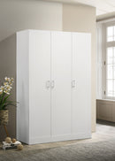 Declan - 3 - Door Wardrobe Cabinet Armoire With Storage Shelves And Hanging Rod - White by Unique Piece Furniture