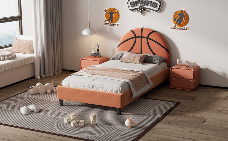 Walker Edison | Basketball Upholstered Twin Platform Bed