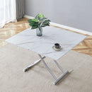 Modern Minimalist Multifunctional Lift Table With Metal Legs - White / Silver by Unique Piece Furniture