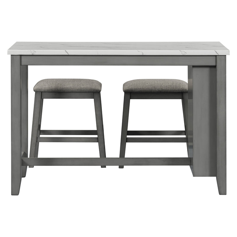 5-piece Counter Height Dining Table Set with Built-in Storage Shelves,Grey(OLD SKU W504S00143)