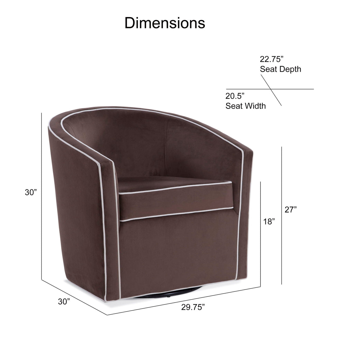 Kendall - Swivel Chair With Barrel Back Design, photo 17 of 18