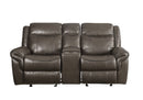 Lydia - Leather Aire Motion Loveseat With USB Console - Brown by HouseOfZazla