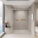 Double Sliding Shower Door, Semi-Frameless Bypass Bathroom Sliding Door With 1/4" (6 Mm) Tempered Glass For Walk-In Shower by HouseOfZazla