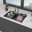 Drop In Waterfall Kitchen Sink With Pull-Out Faucet & Cup Washer by HouseOfZazla