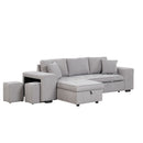 Modern L-Shape 3 Seat Reversible Sectional Couch, Pull Out Sleeper Sofa With Storage Chaise And 2 Stools For Living Room Furniture Set by HouseOfZazla