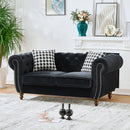 Chesterfield Upholstery Fabric Loveseat With Roll Armrest And Nailhead by HouseOfZazla