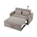 55.9" Convertible Sofa Bed Loveseat Sofa with Three USB Ports, Two Side Pockets, Two Cup Holders and 360Swivel Phone Holder for Living Room, Light Grey