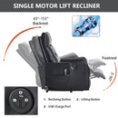 Black PU Single Motor Power Lift Recliner Chair