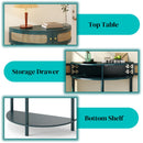 Boho Rattan Semi Circle End Table With Sliding Rattan Door, Storage And Bottom Shelf by HouseOfZazla