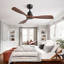 48" Ceiling Fan Without Light, 3 Solid Wood Blades Outdoor Ceiling Fan 6 - Speed Reversible DC Motor For Living Room - Black by Unique Piece Furniture