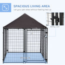 5' x 5' x 5' Dog Kennel Outdoor, Walk-in Pet Playpen, Welded Wire Steel Dog Fence with Water-and UV-Resistant Canopy, Jet Black