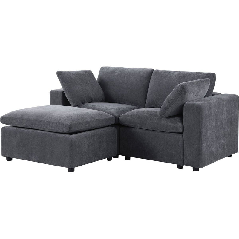 68.5" Loveseat Sofa with Ottoman Modular Sectional Love Seat Couch Small L Shaped Upholstered Couch for Living Room Apartment Small Space, Chenille Grey
