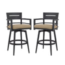 Outdoor Swivel Bar Chairs, 360 Degree Rotation, Ergonomic Backrest (Set of 2)