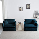Accent Chair Set of 2, Blue Chenille Upholstered Armchairs by HouseOfZazla