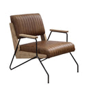 Eacnlz - Accent Chair - Cocoa Top Grain Leather & Matt Iron
