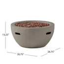 27' Bowl Shaped MGO 40,000 BTU Propane Fire Pit, Light Grey (Tank Cover not Included)