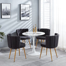 Modern Dining Chair (Set of 2) With Iron Tube Wood Color Legs, Shorthair Cushions And Comfortable Backrest, Suitable For Dining Room, Living Room, Cafe, Simple Structure