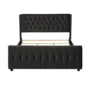 David - King Tufted Wingback Bed - Dark Charcoal Gray by HouseOfZazla