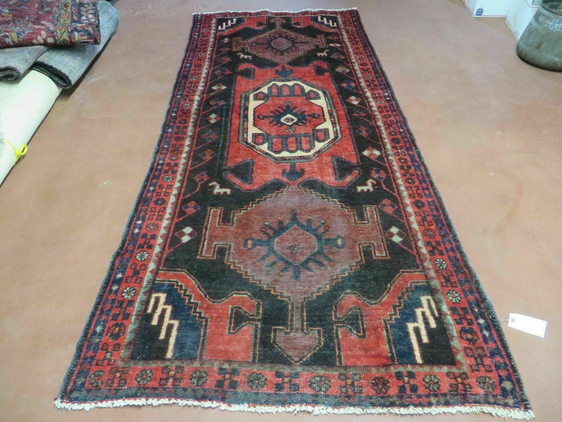 4' X 8' Antique Handmade India Geometric Oriental Tribal Wool Rug Red