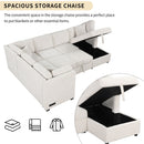 U-Shaped Sectional Sofa Pull Out Sofa Bed With Two USB Ports, Two Power Sockets, Three Back Pillows And A Storage Chaise For Living Room by Unique Piece Furniture