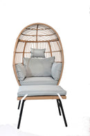 Outdoor Garden Wicker Egg Chair And Footstool Patio Chaise, With Cushions, Outdoor Indoor Basket Chair by HouseOfZazla