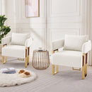 Modern Classic Design Decorative Chair Teddy Fleece Upholstered And Metal Foot