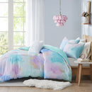Full/Queen Watercolor Tie Dye Printed Comforter Set with Throw Pillow