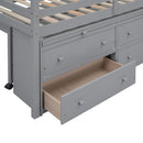 Loft Bed With Retractable Writing Desk And 4 Drawers, With Lateral Portable Desk And Shelves by HouseOfZazla