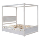 Canopy Platform Bed With Drawers, Support Slats, No Box Spring Needed by HouseOfZazla