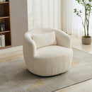 Wide Upholstered 360° Swivel Barrel Soft Chair With Pillow