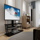 Multi-Function Angle And Height Adjustable Tempered Glass TV Stand - Black by Unique Piece Furniture