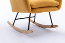 35.5 inch Rocking Chair, Soft Teddy Velvet Fabric Rocking Chair for Nursery, Comfy Wingback Glider Rocker with Safe Solid Wood Base for Living Room Bedroom Balcony (TURMERIC)